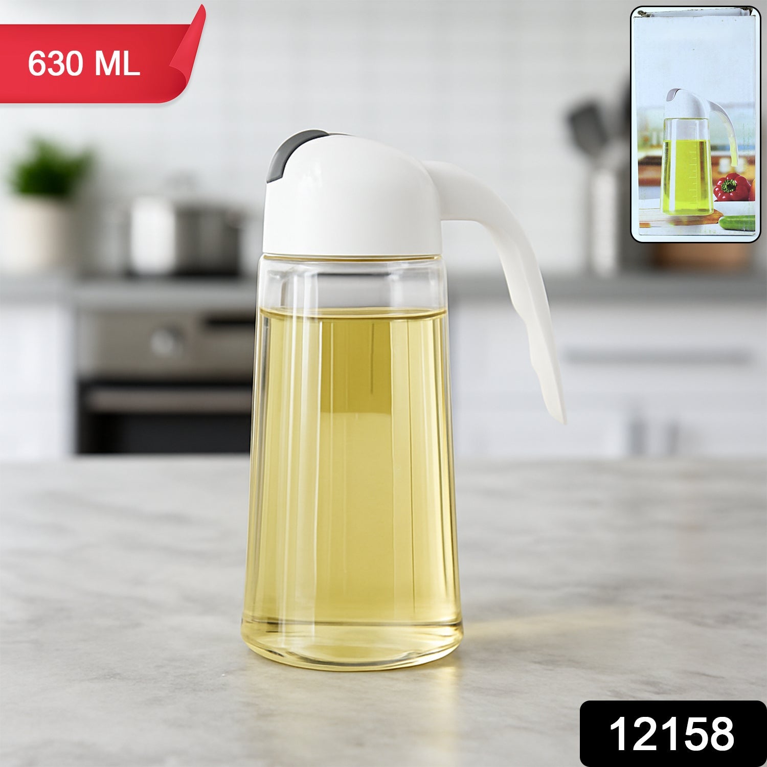 Kitchen Glass Oil Bottle Dispenser Automatic Opening Closing Home Bottles For Oil And Vinegar Honey Olive Oil Container (630ml) Kitchen Glass Oil Bottle Dispenser Automatic Opening Closing Home Bottles For Oil And Vinegar Honey Olive Oil Container (630ml)